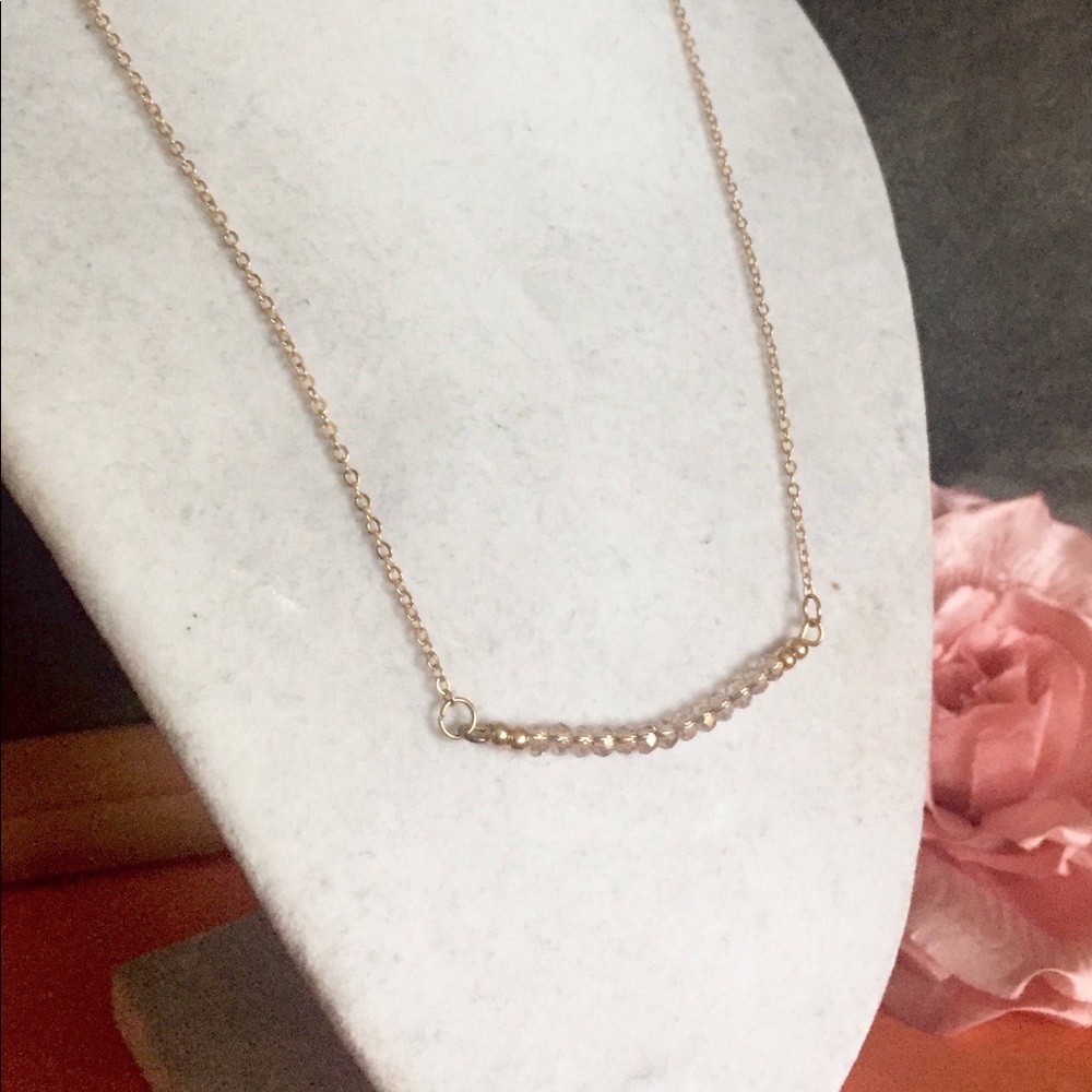 Grey moonstone bar rainbow necklace delicate jewel